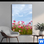Wechselmotiv Blumenwiese Bei Strahlend Blauem Himmel Hochformat Produktvorschau mit dem Bild Blumenwiese bei strahlend blauem Himmel im Format Hochformat.