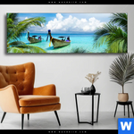 Wechselmotiv Boote Im Tropischen Meer Panorama Produktvorschau mit dem Bild Boote im tropischen Meer im Format Panorama.