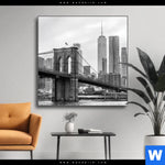 Wechselmotiv Brooklyn Bridge Schwarzweiss Quadrat Produktvorschau mit dem Bild Brooklyn Bridge Schwarzweiß im Format Quadrat.