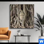 Wechselmotiv Buddha In Baumwurzeln Quadrat Produktvorschau mit dem Bild Buddha in Baumwurzeln im Format Quadrat.