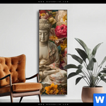 Wechselmotiv Buddha In Farbenfrohen Blumen Schmal Produktvorschau mit dem Bild Buddha in farbenfrohen Blumen im Format Schmal.