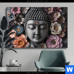 Wechselmotiv Buddha Kunst Mit Pastellblueten Querformat Produktvorschau mit dem Bild Buddha-Kunst mit Pastellblüten im Format Querformat.