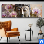 Wechselmotiv Buddha Orchideen Panorama Produktvorschau mit dem Bild Buddha & Orchideen im Format Panorama.