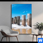 Wechselmotiv Buhnen In Wellen Am Strand Hochformat Produktvorschau mit dem Bild Buhnen in Wellen am Strand im Format Hochformat.