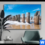 Wechselmotiv Buhnen In Wellen Am Strand Querformat Produktvorschau mit dem Bild Buhnen in Wellen am Strand im Format Querformat.