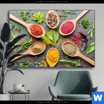 Wechselmotiv Bunte Gewuerze In Holzloeffeln Querformat Produktvorschau mit dem Bild Bunte Gewürze in Holzlöffeln im Format Querformat.