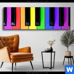 Wechselmotiv Bunte Klaviertasten Panorama Produktvorschau mit dem Bild Bunte Klaviertasten im Format Panorama.