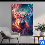 Wechselmotiv Bunter Hirsch In Flammen Hochformat Produktvorschau mit dem Bild Bunter Hirsch in Flammen im Format Hochformat.
