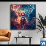 Wechselmotiv Bunter Hirsch In Flammen Quadrat Produktvorschau mit dem Bild Bunter Hirsch in Flammen im Format Quadrat.