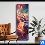 Wechselmotiv Bunter Hirsch In Flammen Schmal Produktvorschau mit dem Bild Bunter Hirsch in Flammen im Format Schmal.