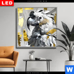 Wechselmotiv Dia Abstrakter Papagei Mit Gold Quadrat Produktvorschau mit dem Bild Abstrakter Papagei mit Gold im Format Quadrat.