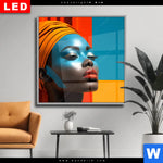 Wechselmotiv Dia Afrikanische Frau Mit Turban Quadrat Produktvorschau mit dem Bild Afrikanische Frau mit Turban im Format Quadrat.