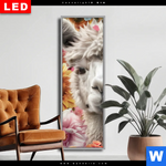 Wechselmotiv Dia Alpaka Mit Blumen Schmal Produktvorschau mit dem Bild Alpaka mit Blumen im Format Schmal.