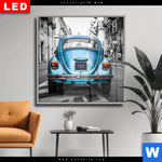 Wechselmotiv Dia Blauer Oldtimer Quadrat Produktvorschau mit dem Bild Blauer Oldtimer im Format Quadrat.