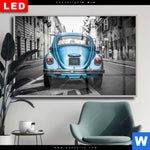 Wechselmotiv Dia Blauer Oldtimer Querformat Produktvorschau mit dem Bild Blauer Oldtimer im Format Querformat.