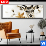 Wechselmotiv Dia Bluetenpracht Trifft Geweih Panorama Produktvorschau mit dem Bild Blütenpracht trifft Geweih im Format Panorama.