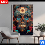 Wechselmotiv Dia Blumenschaedel Schwarz Hochformat Produktvorschau mit dem Bild Blumenschädel schwarz im Format Hochformat.