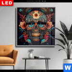 Wechselmotiv Dia Blumenschaedel Schwarz Quadrat Produktvorschau mit dem Bild Blumenschädel schwarz im Format Quadrat.