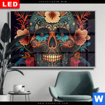 Wechselmotiv Dia Blumenschaedel Schwarz Querformat Produktvorschau mit dem Bild Blumenschädel schwarz im Format Querformat.