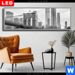 Wechselmotiv Dia Brooklyn Bridge Schwarzweiss Panorama Produktvorschau mit dem Bild Brooklyn Bridge Schwarzweiß im Format Panorama.