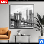 Wechselmotiv Dia Brooklyn Bridge Schwarzweiss Quadrat Produktvorschau mit dem Bild Brooklyn Bridge Schwarzweiß im Format Quadrat.