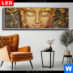 Wechselmotiv Dia Buddha Bambus In Gold Panorama Produktvorschau mit dem Bild Buddha & Bambus in Gold im Format Panorama.