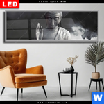 Wechselmotiv Dia Buddha Erleuchtung Im Dunkeln Panorama Produktvorschau mit dem Bild Buddha - Erleuchtung im Dunkeln im Format Panorama.