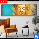 Wechselmotiv Dia Buddha Gold Tuerkis Panorama Produktvorschau mit dem Bild Buddha Gold & Türkis im Format Panorama.
