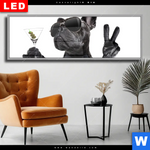 Wechselmotiv Dia Bulldogge Mit Martini Panorama Produktvorschau mit dem Bild Bulldogge mit Martini im Format Panorama.