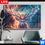 Wechselmotiv Dia Bunter Hirsch In Flammen Querformat Produktvorschau mit dem Bild Bunter Hirsch in Flammen im Format Querformat.