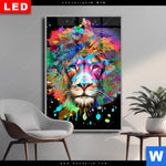 Wechselmotiv Dia Bunter Loewe Schwarz Hochformat Produktvorschau mit dem Bild Bunter Löwe Schwarz im Format Hochformat.