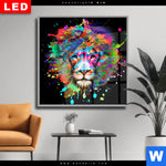 Wechselmotiv Dia Bunter Loewe Schwarz Quadrat Produktvorschau mit dem Bild Bunter Löwe Schwarz im Format Quadrat.