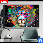 Wechselmotiv Dia Bunter Loewe Schwarz Querformat Produktvorschau mit dem Bild Bunter Löwe Schwarz im Format Querformat.