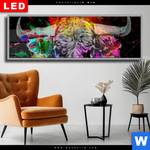 Wechselmotiv Dia Bunter Stier Schwarz Panorama Produktvorschau mit dem Bild Bunter Stier Schwarz im Format Panorama.