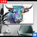 Wechselmotiv Dia Bunter Stierkopf Querformat Produktvorschau mit dem Bild Bunter Stierkopf im Format Querformat.