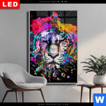 Wechselmotiv Dia Bunter Tiger Schwarz Hochformat Produktvorschau mit dem Bild Bunter Tiger Schwarz im Format Hochformat.