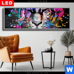 Wechselmotiv Dia Bunter Tiger Schwarz Panorama Produktvorschau mit dem Bild Bunter Tiger Schwarz im Format Panorama.