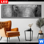 Wechselmotiv Dia Elefant Schwarzweiss Panorama Produktvorschau mit dem Bild Elefant Schwarzweiß im Format Panorama.