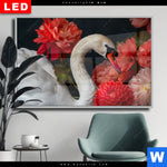 Wechselmotiv Dia Eleganter Schwan Mit Blumen Querformat Produktvorschau mit dem Bild Eleganter Schwan mit Blumen im Format Querformat.