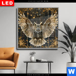 Wechselmotiv Dia Eule Inmitten Goldener Blaetter Quadrat Produktvorschau mit dem Bild Eule inmitten goldener Blätter im Format Quadrat.