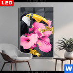 Wechselmotiv Dia Exotischer Tukan Mit Blueten Hochformat Produktvorschau mit dem Bild Exotischer Tukan mit Blüten im Format Hochformat.