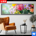 Wechselmotiv Dia Farbenfrohe Fruehlingsblueten Panorama Produktvorschau mit dem Bild Farbenfrohe Frühlingsblüten im Format Panorama.