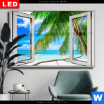 Wechselmotiv Dia Fensterblick Karibik Palme Querformat Produktvorschau mit dem Bild Fensterblick Karibik Palme im Format Querformat.