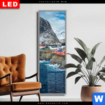 Wechselmotiv Dia Fischerdorf Mit Roten Haeusern Schmal Produktvorschau mit dem Bild Fischerdorf mit roten Häusern im Format Schmal.