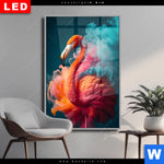 Wechselmotiv Dia Flamingo In Bunter Rauchwolke Hochformat Produktvorschau mit dem Bild Flamingo in bunter Rauchwolke im Format Hochformat.