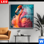 Wechselmotiv Dia Flamingo In Bunter Rauchwolke Quadrat Produktvorschau mit dem Bild Flamingo in bunter Rauchwolke im Format Quadrat.