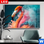 Wechselmotiv Dia Flamingo In Bunter Rauchwolke Querformat Produktvorschau mit dem Bild Flamingo in bunter Rauchwolke im Format Querformat.