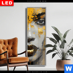 Wechselmotiv Dia Frau Mit Goldfarbe Schmal Produktvorschau mit dem Bild Frau mit Goldfarbe im Format Schmal.
