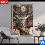 Wechselmotiv Dia Friedlicher Hirsch Und Blueten Hochformat Produktvorschau mit dem Bild Friedlicher Hirsch und Blüten im Format Hochformat.