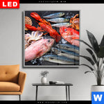 Wechselmotiv Dia Frischer Fisch Und Meeresfruechte Quadrat Produktvorschau mit dem Bild Frischer Fisch und Meeresfrüchte im Format Quadrat.